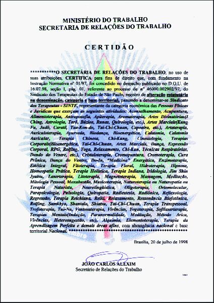 Certidão Ministerial do SINTE